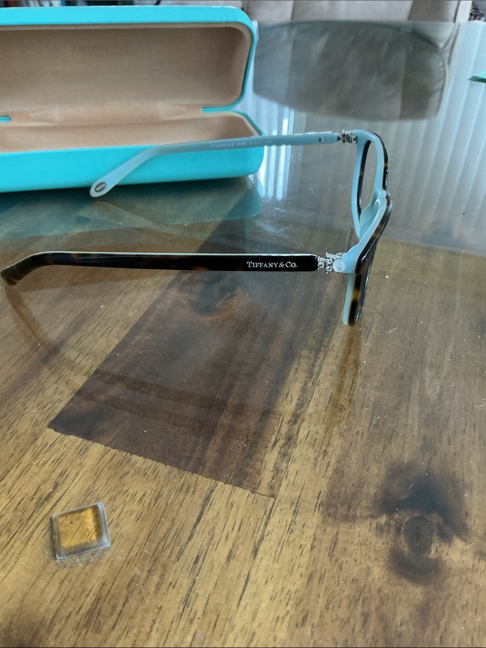 Beautiful Tiffany frame, brown tortoise outside with aqua turquoise interior - Picture 2 of 4